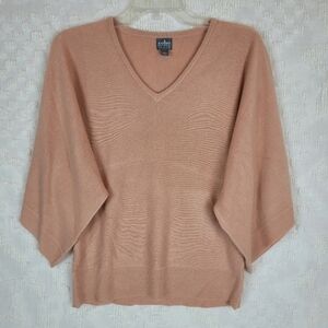 Soho New York & Co soft petal pink v-neck sweater 3/4 dolman drape sleeve boho S